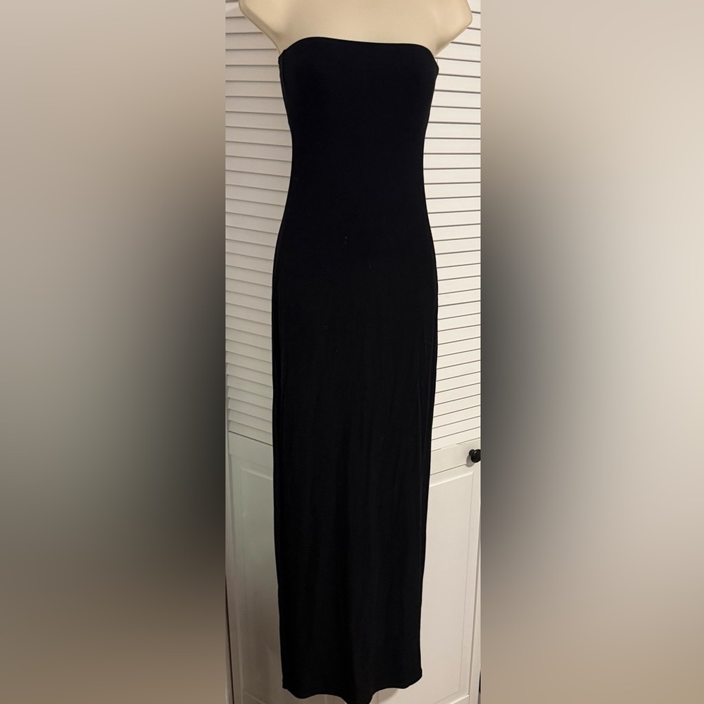 SKIMS Soft Lounge Black Strapless Maxi Dress